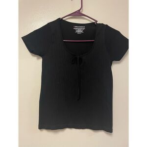 Bella Seamless Size M Womens Black Stretch Short Sleeve Basic Tee